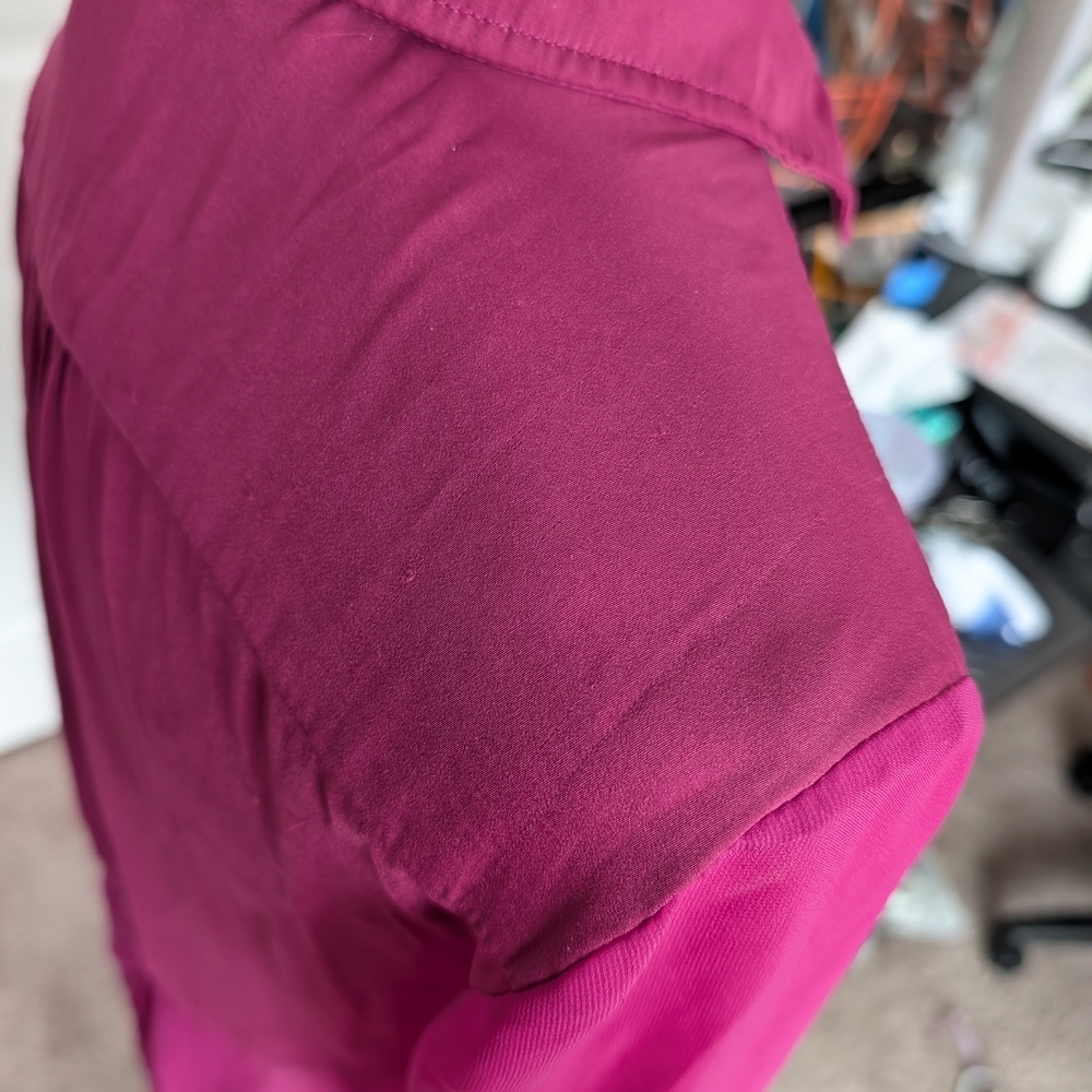 Free People Magenta Purple Best of Both Worlds Sheer Button Down Shirt Small - Picture 7 of 9